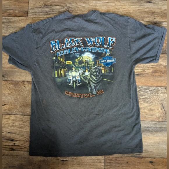 Harley Davidson Black Wolf Bristol VA T Shirt - Picture 3 of 4